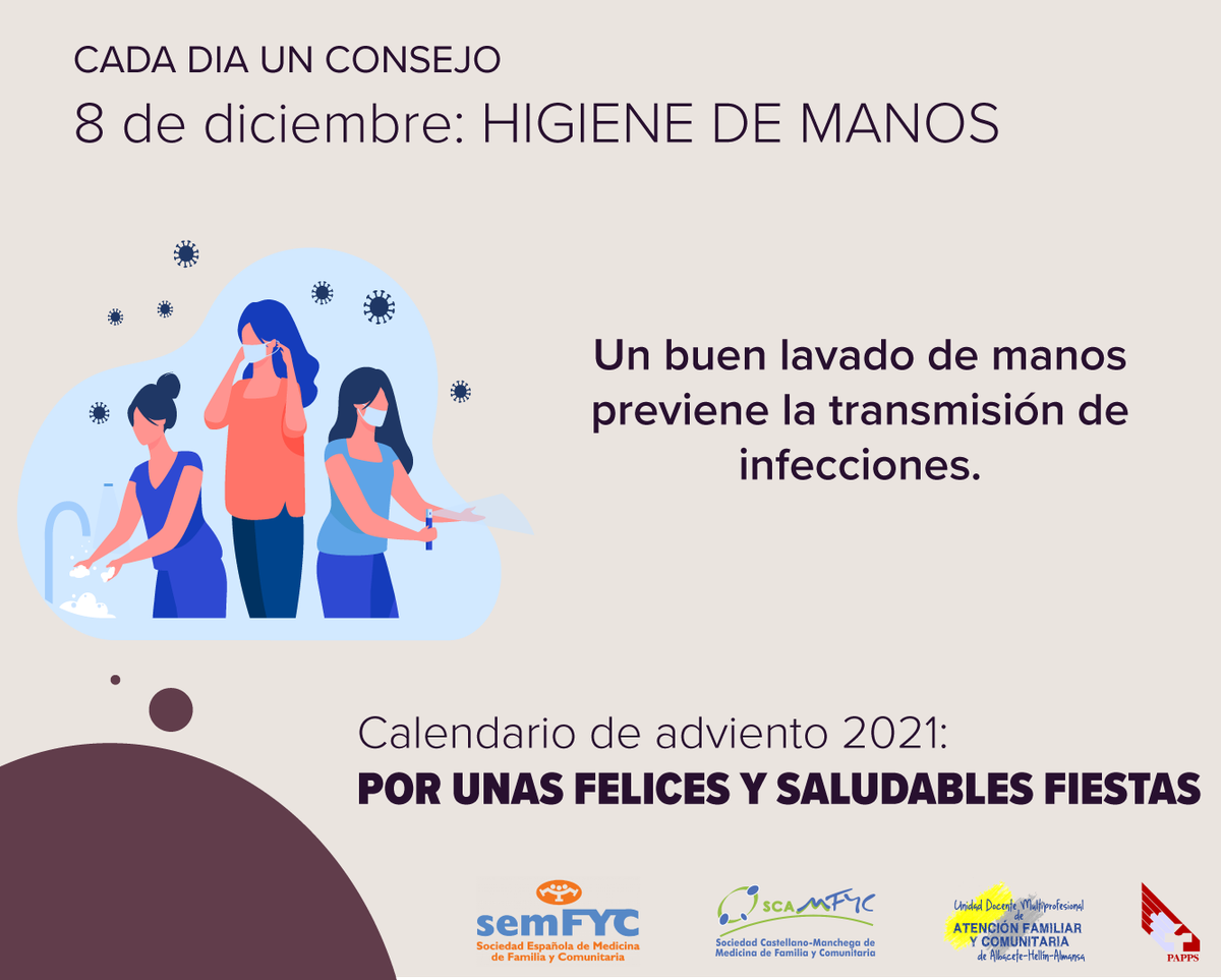 semfyc's tweet photo. Día8️⃣ .🗓 ADVIENTO @semfyc

RECUERDA: UN BUEN LAVADO DE MANOS PREVIENE LA TRANSMISIÓN DE INFECCIONES.
 
🎄 🎅🏻 Por unas felices y saludables fiestas ⛄️ ☃️

https://t.co/qzZ1PB2PxX

#Felicesfiestas https://t.co/yeWm6UMXkv