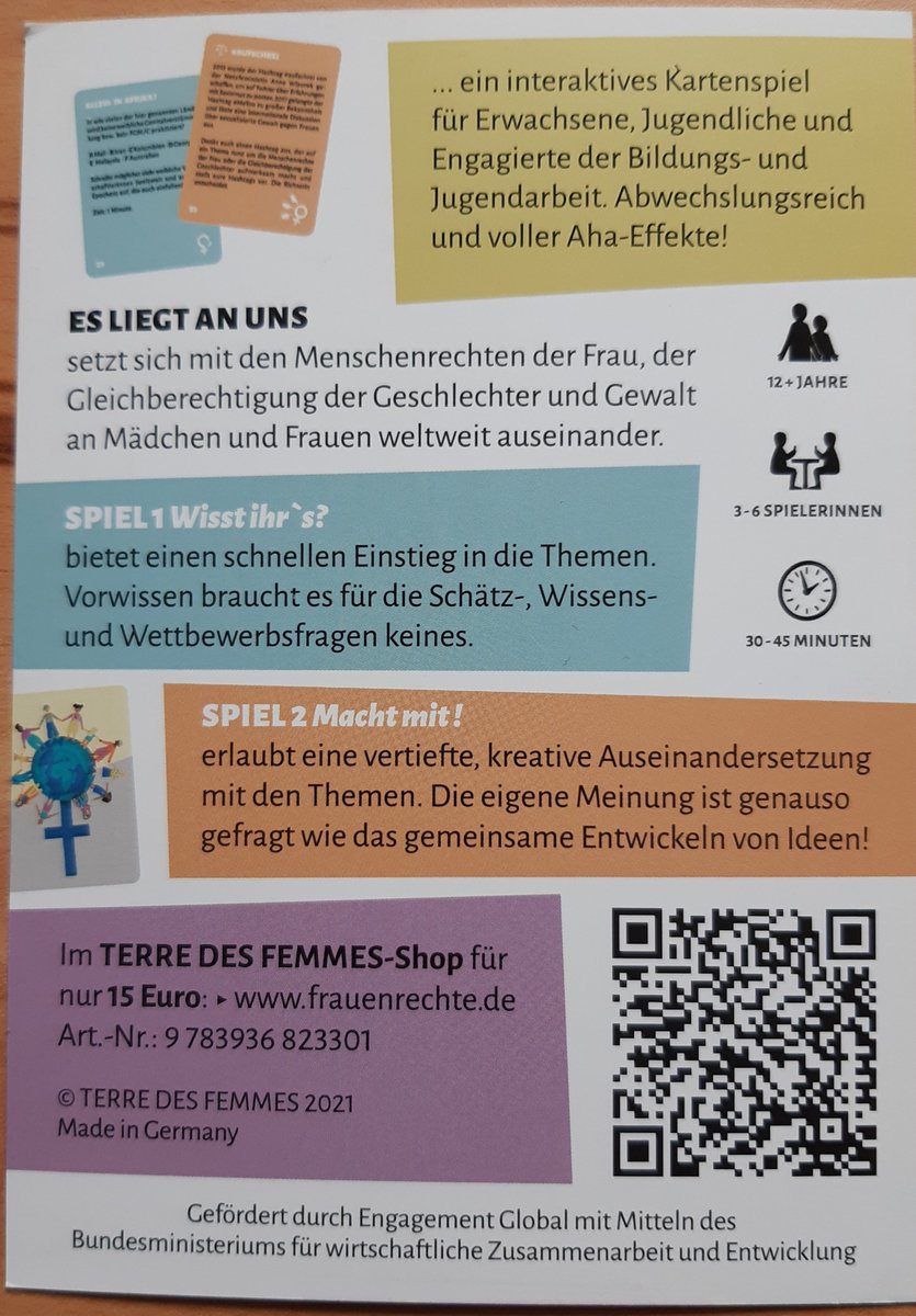 Heute offizieller Launch von "Es liegt an uns" - einem Impulsspiel zum Thema Frauenrechte. Bin auf die Reaktionen gespannt. @TDFeV