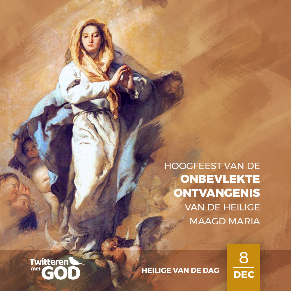 TwGOD_nl's tweet photo. 'Zie de dienstmaagd des Heren; mij geschiede naar uw woord.'

Hoogfeest van de Onbevlekte Ontvangenis van de Heilige Maagd Maria 
😇 #Heiligevandedag 🙏
#TmGOD https://t.co/yXNmzdSNsG