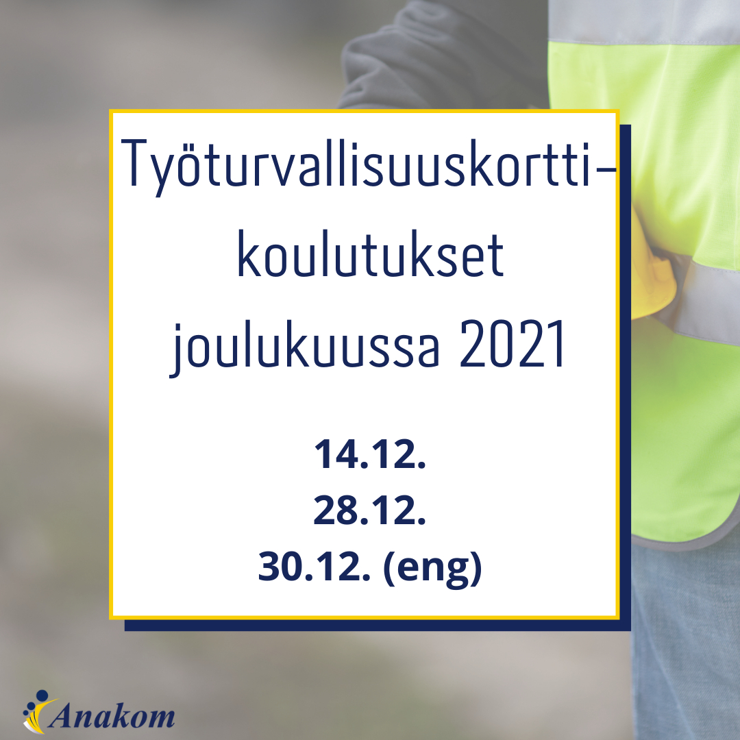 Nyt on loistava mahdollisuus hoitaa työturvallisuuskortti kuntoon vielä tämän vuoden puolella!👷‍♂️👷‍♀️