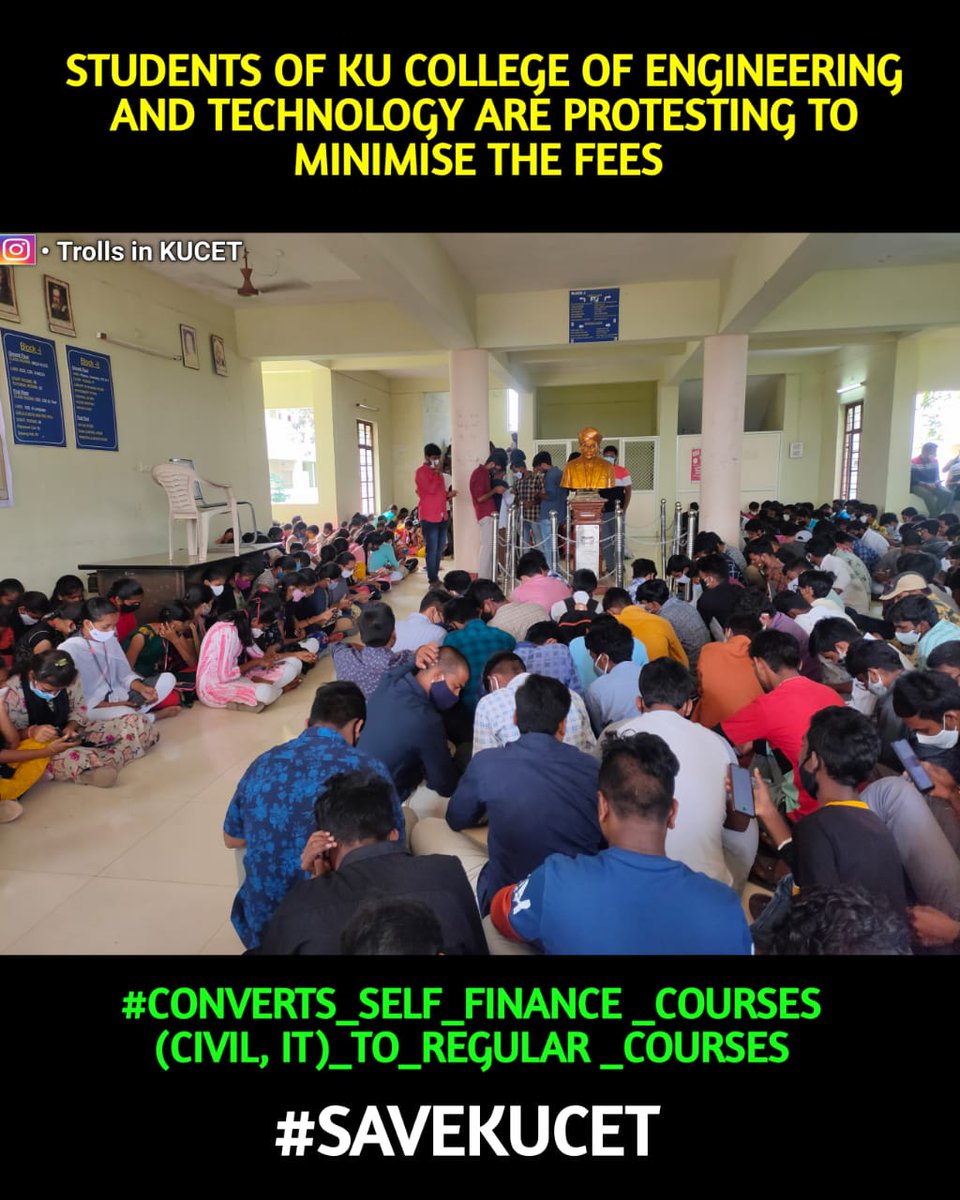 RakeshNelka's tweet photo. #savekucet
 @TelanganaCMO
@DrTamilisaiGuv 
@KTRTRS 
We are doing strike for 3 days for considering civil and IT course as regular course but our VC is not responding to our problems this proves govt wont respond to student problems. https://t.co/kO7M6bukG1