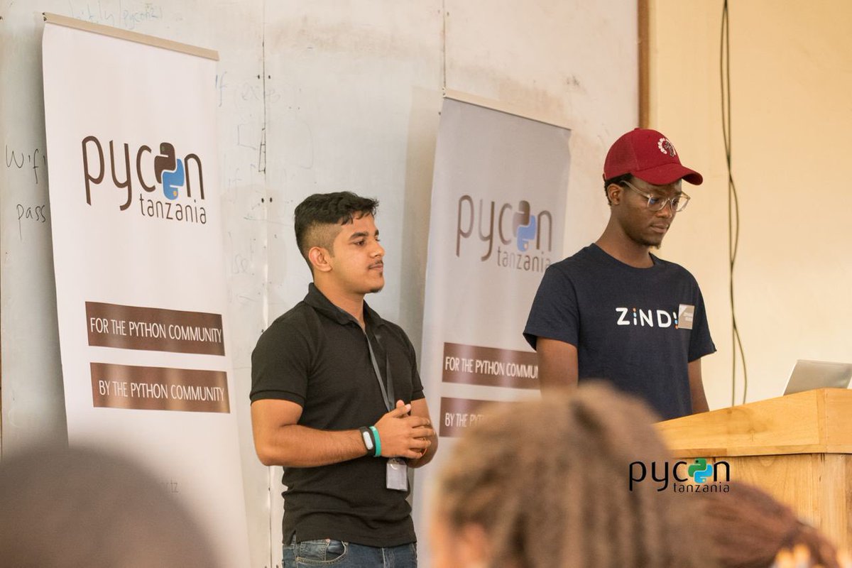 BeemAfrica's tweet photo. Last week in Pycon Tanzania, we had our representatives Mustafa & Zephaniah mentoring young minds with the knowledge of how to create a python script for our BPAY checkout. They also took them through our platform to sign up and access the authentication key and secret.#pycon2021 https://t.co/ACcsRyhQzK