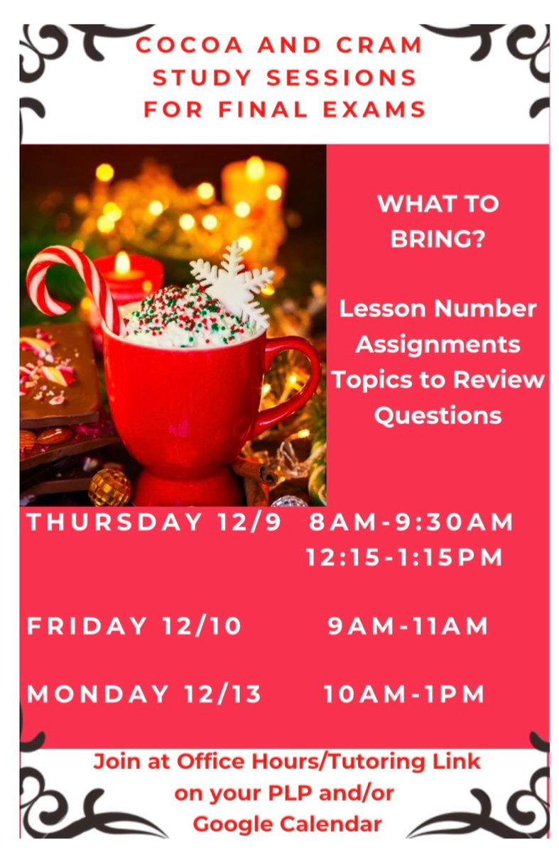 PrincipalPonzio's tweet photo. @pvusdvirtual High School students! Join us for Cocoa and Cram in preparation for finals! @abelfernandezj @Amfoxenberg @KarenMa03961401 https://t.co/5DNnzRoX0x