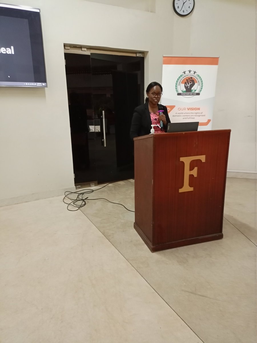 Ms. Grace Mukwaya Executive Director for Platform For Labour Action giving her remarks during the launch of our strategic plan 2022-2026 this morning , "YES WE CAN" change the sector for the better working conditions of Domestic workers in Uganda