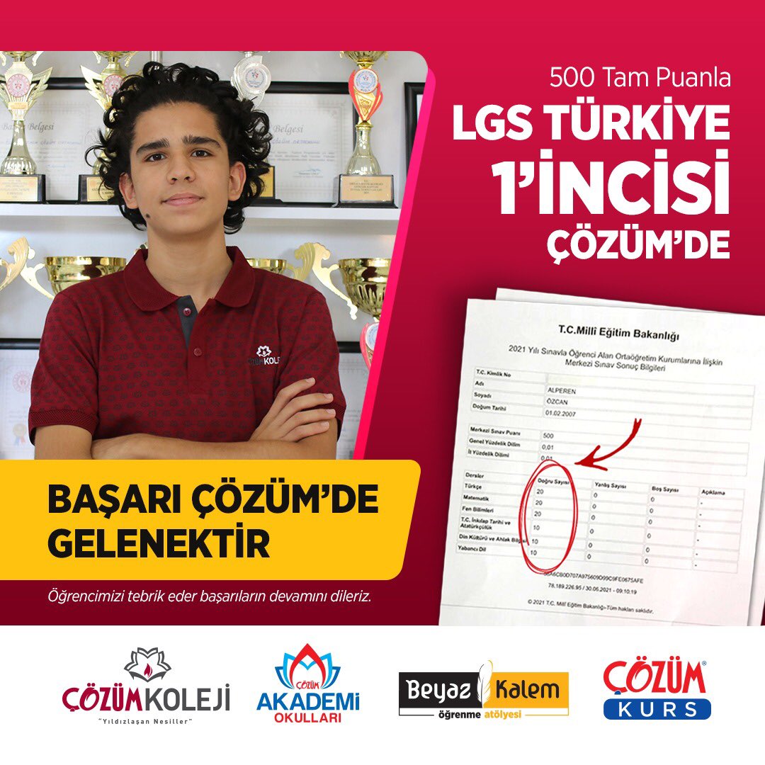 Şampiyonlar Arasında Sen de Yerini Al 🏆

İki LGS Türkiye Birincisi ÇÖZÜM’den.

2021 LGS’de %0’1-1’lik dilimde 198 öğrencimiz, 1-5’lik dilimde ise 574 öğrencimiz ile Başarı ÇÖZÜM’de gelenektir!

#ÇözümEğitimKurumları