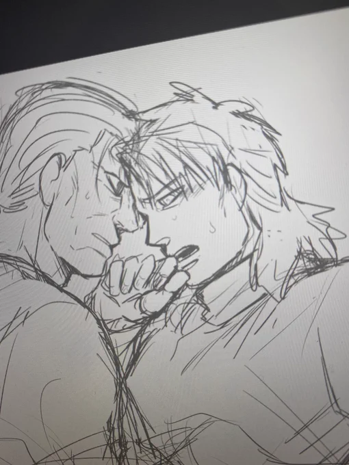 さっき呟いてた、一緒に擦るバトグサ見たい〜〜!て勢いで描いてるやつ。 