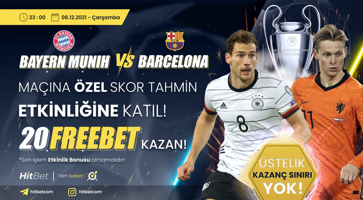 #Bayernmünih🔱#Barcelona
Skor Tahmin Etkinliğinde Üyelerimize 
FREEBET dağıtıyoruz!

İlk Bilen 50 Kişiye 20 FREEBET
ÜSTELİK KAZANÇ SINIRI YOK😎

Twitter <a href="/hitbetcom2/">hitbetcom</a> takip et!
Telegram t.me/hitbetcom takip et! 
Beğen
Retweetle
5 Arkadaş etiketle

🎯#Hitbet #Tamisabet