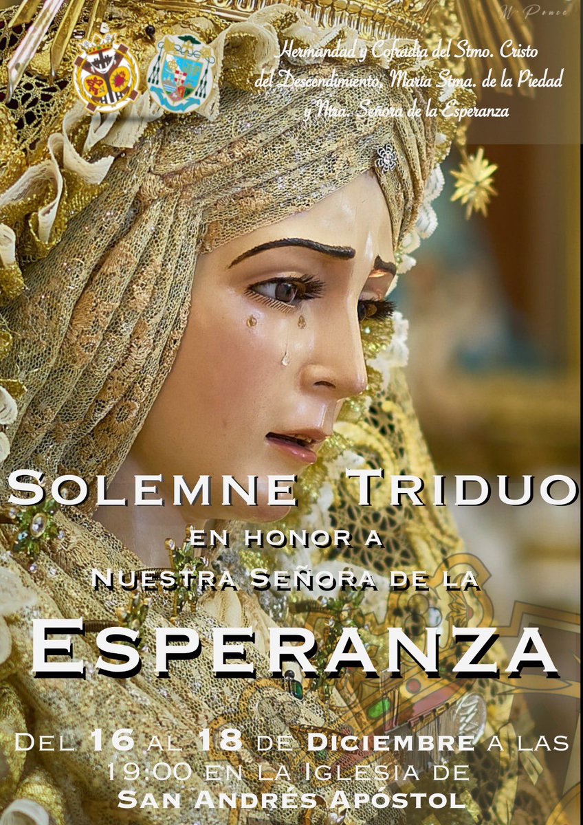 TRIDUO | Del 16 al 17 de diciembre se celebrará el Triduo de Nuestra Señora de la Esperanza en nuestra Sede Canónica Parroquia San Andrés Apóstol
#siempreLaEsperanza