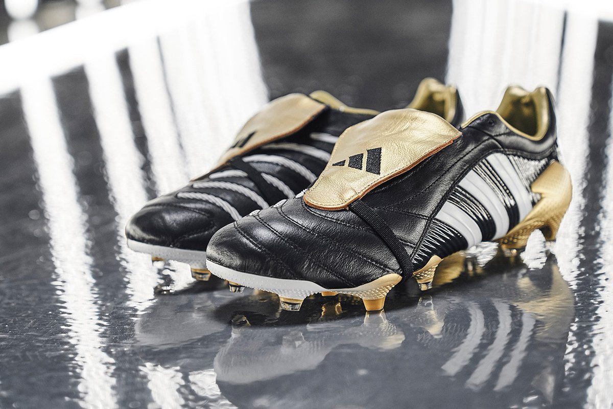 GQ_France's tweet photo. .@adidasfootball  rend hommage à trois de ses modèles iconiques en dévoilant le "Legends Pack". Ainsi, la F50 Ghosted Adizero, l’AdiPure et la Predator Pulse se voient revisiter en noir, blanc et gold au sein de ce pack qui mêle héritage et design contemporain. #legendspack https://t.co/UHCb4wd0dA