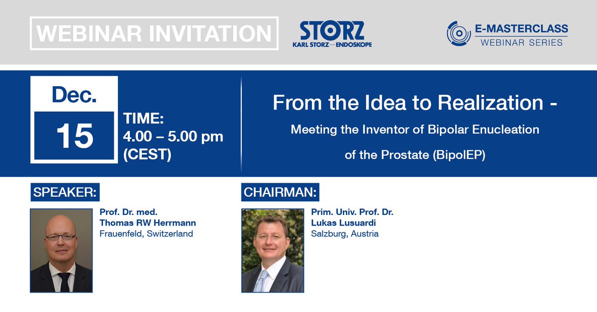 EMJ Urology (@emjurology) on Twitter photo It is just a week away from <a href="/KARLSTORZUro/">KARL STORZ Urology</a>’s webinar: From the Idea to Realization: Meeting the Inventor of Bipolar Enucleation of the Prostate (BipolEP). Register here: hubs.la/Q010dCpd0
#urology #BipoIEP It is just a week away from <a href="/KARLSTORZUro/">KARL STORZ Urology</a>’s webinar: From the Idea to Realization: Meeting the Inventor of Bipolar Enucleation of the Prostate (BipolEP). Register here: hubs.la/Q010dCpd0
#urology #BipoIEP