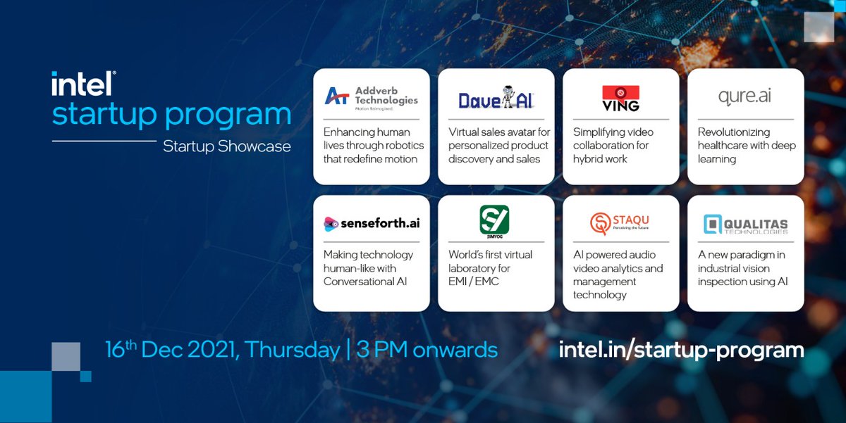 TiEMumbai's tweet image. Meet the deep tech #startups from the #IntelStartupProgram that will go on to define the new narratives of technology - not just for India, but for the rest of the world, at the first-ever Intel Startup Program Startup Showcase.

Sign up here: 3.thestartupsshowcase.com
@IntelIndia
