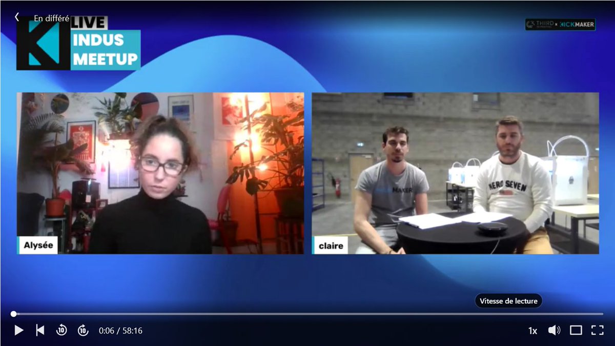 💢Meetup <a href="/THIRD_03rd/">THIRD 03rd</a> x <a href="/kickmaker_com/">Kickmaker</a> / L'impression 3D série et les micro-usines pour le fabriqué local.

Pour ceux qui ne pouvaient pas être avec nous hier, voici la rediffusion de notre meetup avec l'équipe <a href="/kickmaker_com/">Kickmaker</a> ↓↓↓
linkedin.com/video/event/ur…

#impression3d