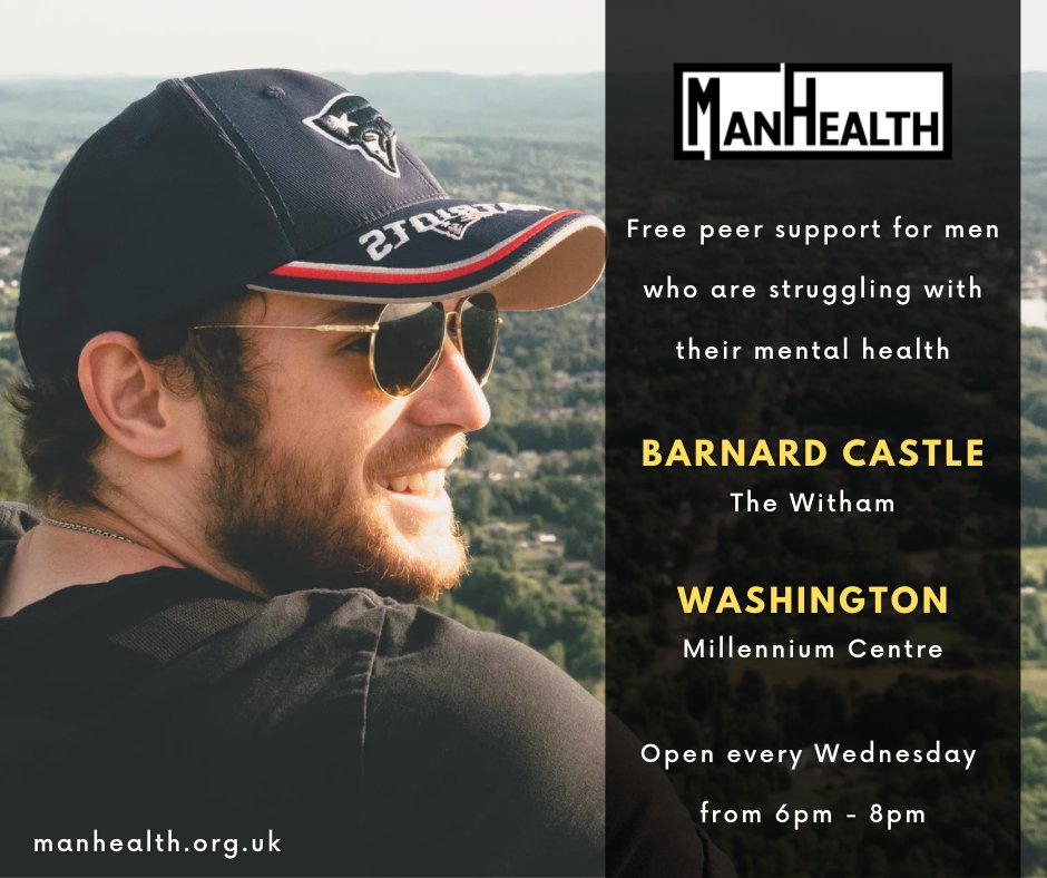 Our groups are open tonight in Barnard Castle and Washington - see you at 6pm.

Please help us spread the word so that those who need our support, know where to find us. 

#Barnardcastle #Washington #countydurham #tyneandwear #mensmentalhealth #mentalhealthmatters