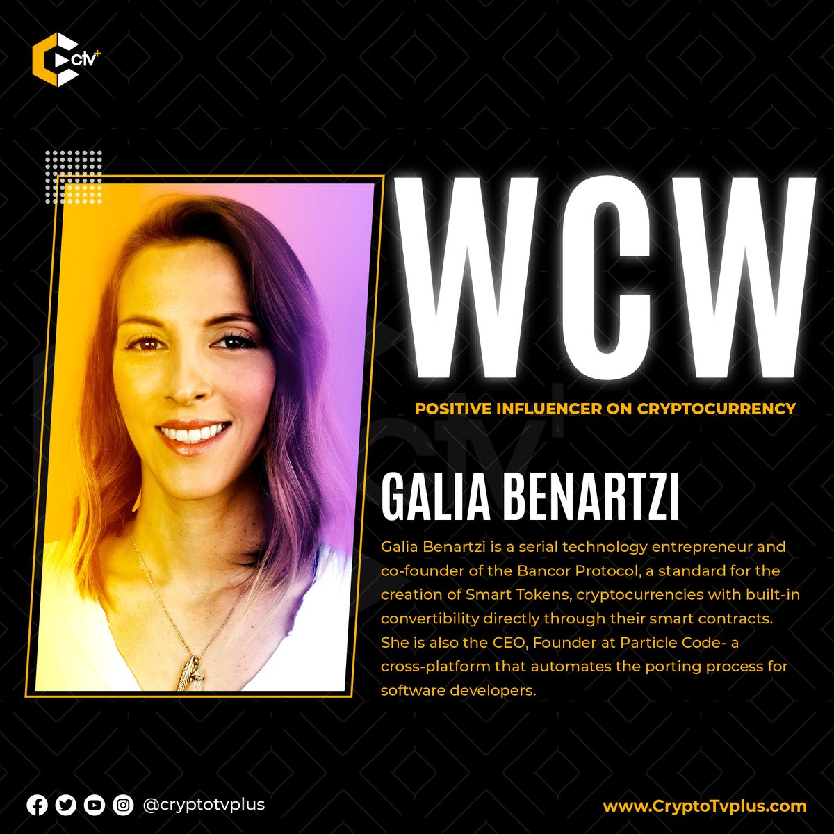 Cryptotvplus's tweet image. Our woman crush on this Wednesday is @galiabenartzi. 

She is the Co-founder and Head of Business Development for @Bancor which is an innovative firm that for the creation of smart contracts made a #decentralized liquidity network.

We celebrate #Galia today.

#pastor 
#crypto