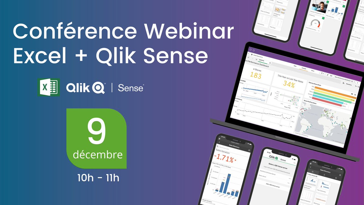 Vous êtes nombreux à utiliser Excel. 
Combinez avec Qlik Sense, ce duo devient parfait pour rassembler, mettre en forme et analyser les données importantes encore plus rapidement. 
Découvrez en plus ce jeudi 9 décembre ! 
opso.fr/webinar-excel-… 
#webinar #qlik #excel #data