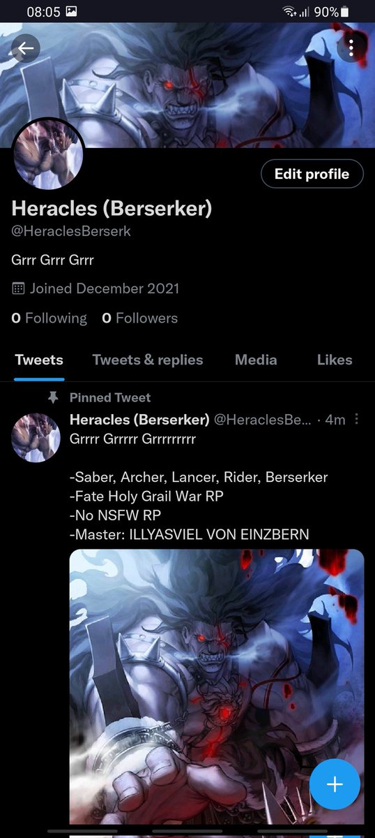 //Hello everyone, I've not seen many Heracles Berserker accounts so I thought I make one.

And again, both of my other accounts will be fully active.

I'm hoping the Illya accounts I'm following will follow the Berserker account.