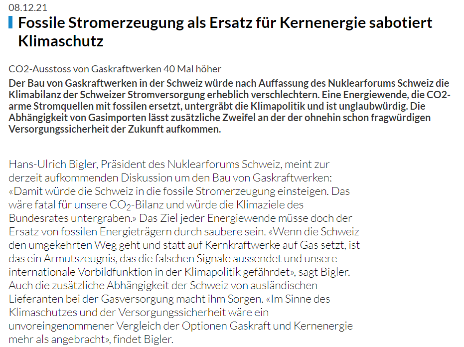 WernerBechtel's tweet photo. Schweiz:
Auf #Kernenergie zu verzichten ist
gleich wie
Alle Autos zu verdoppeln. (2.4 KKW)
Medienmitteilung
Nuklearforum Schweiz
https://t.co/8jzjPH9s4n
KKW = 12 g. CO2/KWh
Gas = 490 g. CO2/KWh
#abst21 #srfarena
#EnergiewENDE
#Nuclear4Climate
#StopBlackout https://t.co/w2PJwOzgcZ