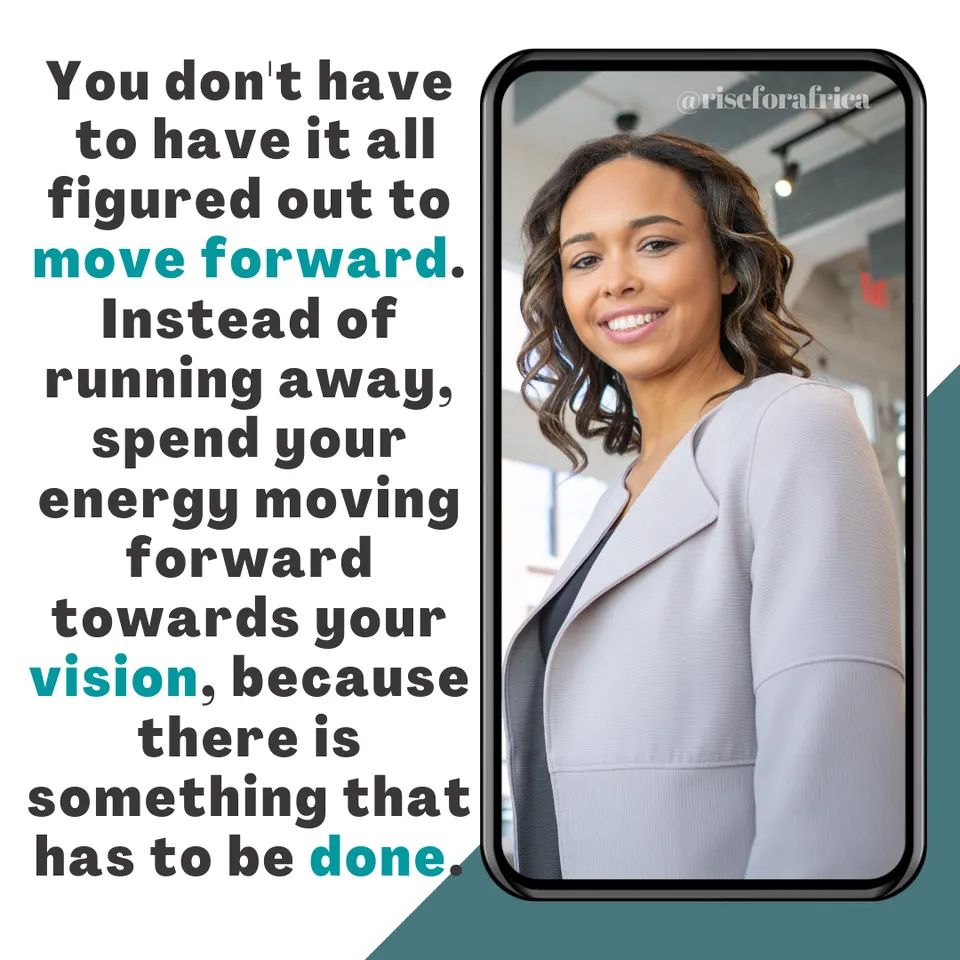 Channyrose12's tweet image. Tu n'a pas besoin de tout comprendre pour avancer. Au lieu de t’enfuir, dépense plutôt ton énergie pour avancer vers ta vision car il y a quelque chose qui doit être fait.
#entrepreneurmindset
#MoveForwardAlways
#dreambigger
#riseforafrica