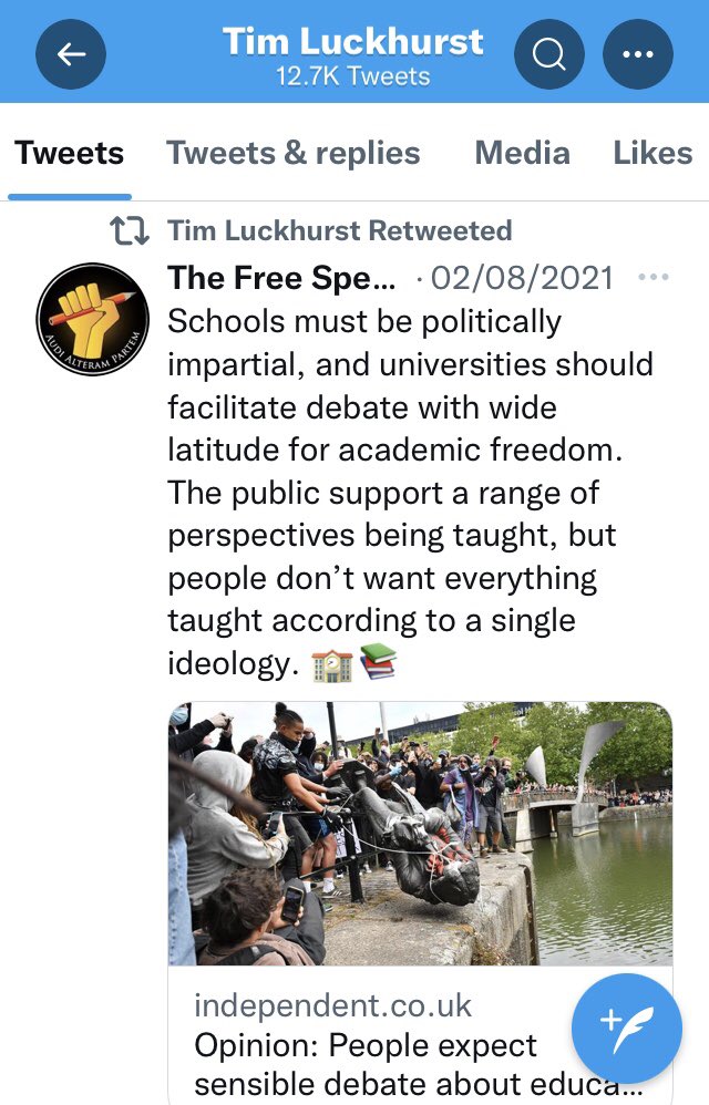 BrexitBuster's tweet photo. @meme_machines Given Tim Luckhurst’s membership of Toby Young’s ‘Free Speech Union’ culture war grift - and his support for Spiked Online etc - the #RonLiddle affair looks more and more like a deliberate provocation designed to cause maximum negative publicity for @durham_uni. https://t.co/akvgTXaipe