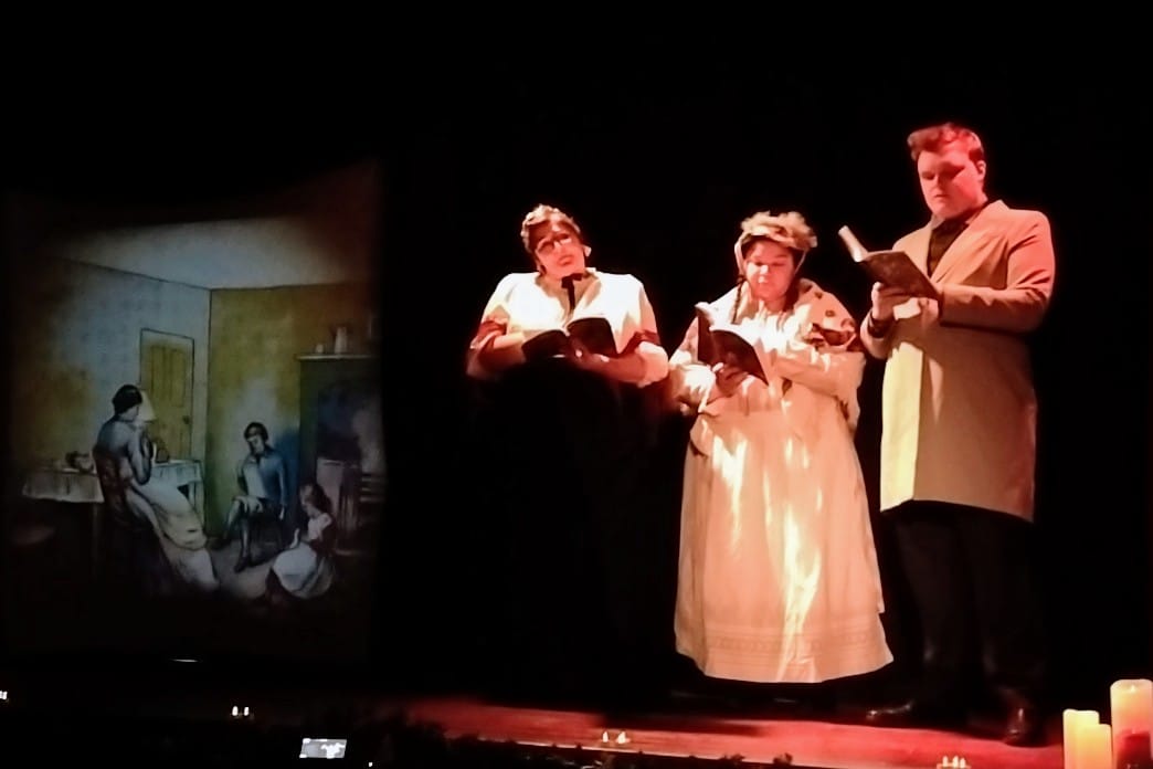DustonPlayers's tweet photo. Fabulous dress rehearsal of our Magic Lantern Reading of A Christmas Carol last night. Buy on the door tonight or reserve by phone on 07802 399884, tickets for the rest of the week can be bought online at https://t.co/HE6WHp71IU . The show starts at 7:30 and finishes by 9:30. https://t.co/f5scUBkxK0