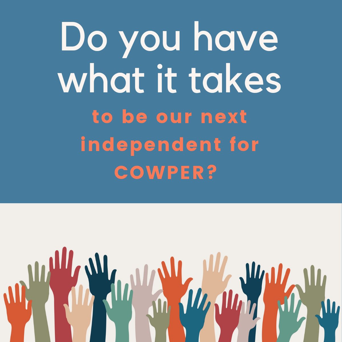 Voices4Cowper's tweet image. When we asked ‘what next?’ at our KTC report launch, the overwhelming response was the need to find a community Independent who can truly represent the Cowper constituents.

Interested? You have till 23 January. #independentsday 

voices4cowper.org/whats-next/
