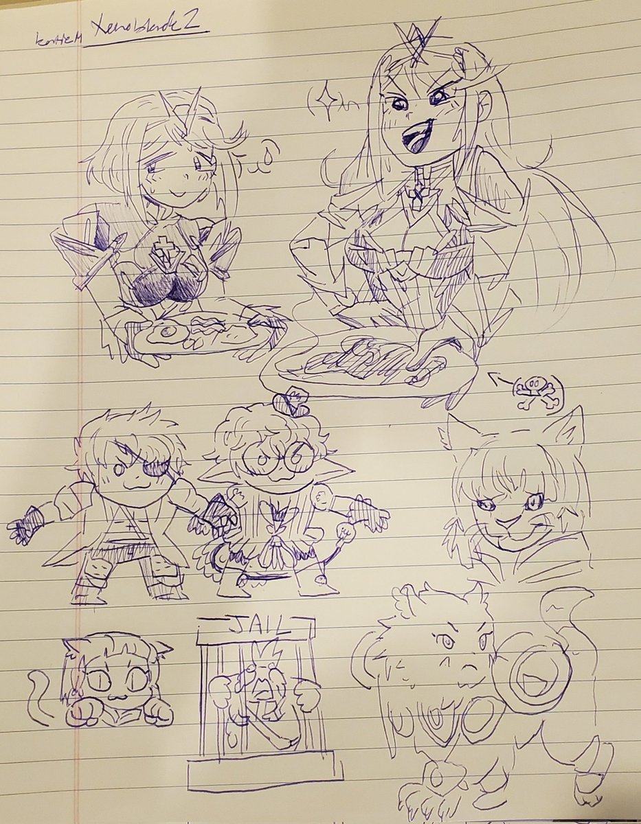 KatyBugz12's tweet photo. Some Xenoblade2 &amp; Metroid drawings I did at work :) https://t.co/6G07ZfPCeg