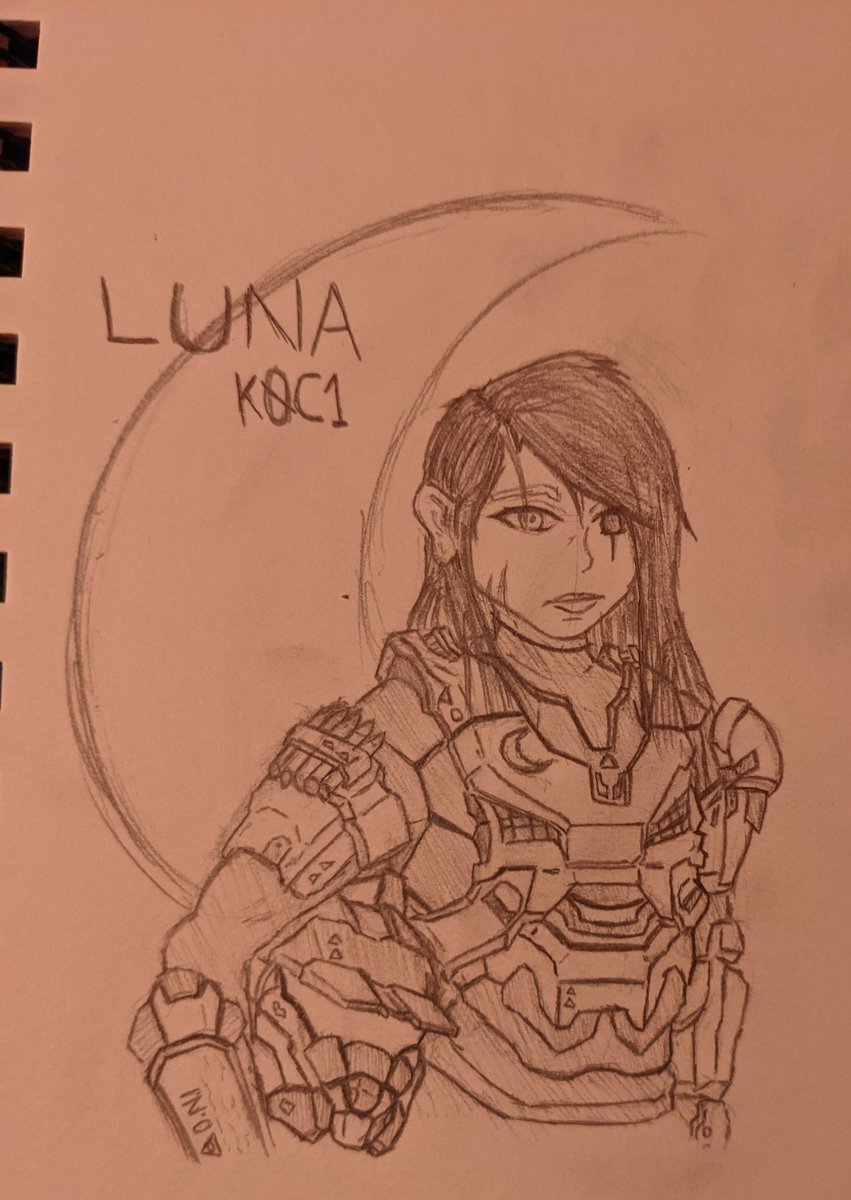Luna_Lumen_Fox's tweet photo. Here's something I scribbled while half awake last night (like legit for most of it I had one eye open) because #HaloInfinite drops today and I'm excited af. Luna in the #markvb? What warcrimes will she commit? https://t.co/f5uD6Y1LSZ