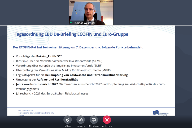 PraktischEBD's tweet photo. ✨Wir starten in den Tag mit einem #EBDdebrief! Thomas Westphal, Abteilungsleiter Europa im @BMF_Bund informiert über die letzten Sitzungen der #ecofin &amp; #eurogroup. Die Moderation übernimmt @EliWisnia. https://t.co/QGJLnyqj2A