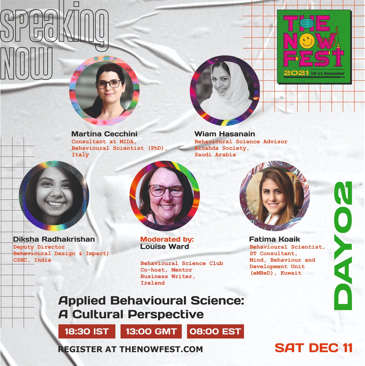 #NowFest, yay! See you there on the 10th and 11th Dec. Register at: thenowfest.com @TheNowFest with @Nudgestocker @Diksha_RK @FatimaKeaik and Wiam Hasanain #behavioralscience #behavioralchange #behavioraldesign