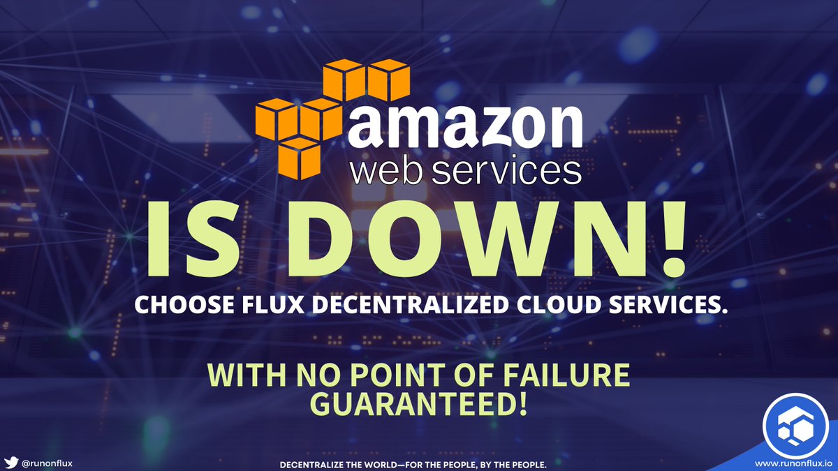 alx_kazak's tweet photo. #Web3 is real @elonmusk

we need help to convince people why we need to change.  #AWS helped with that toady as both RL services and Web services crashed around the world
$FLUX can help fix this

https://t.co/kiFYkuPxFO

 #Flux #blockchain #crypto #tech #cloud #CloudComputing https://t.co/IoTE8yx5uZ