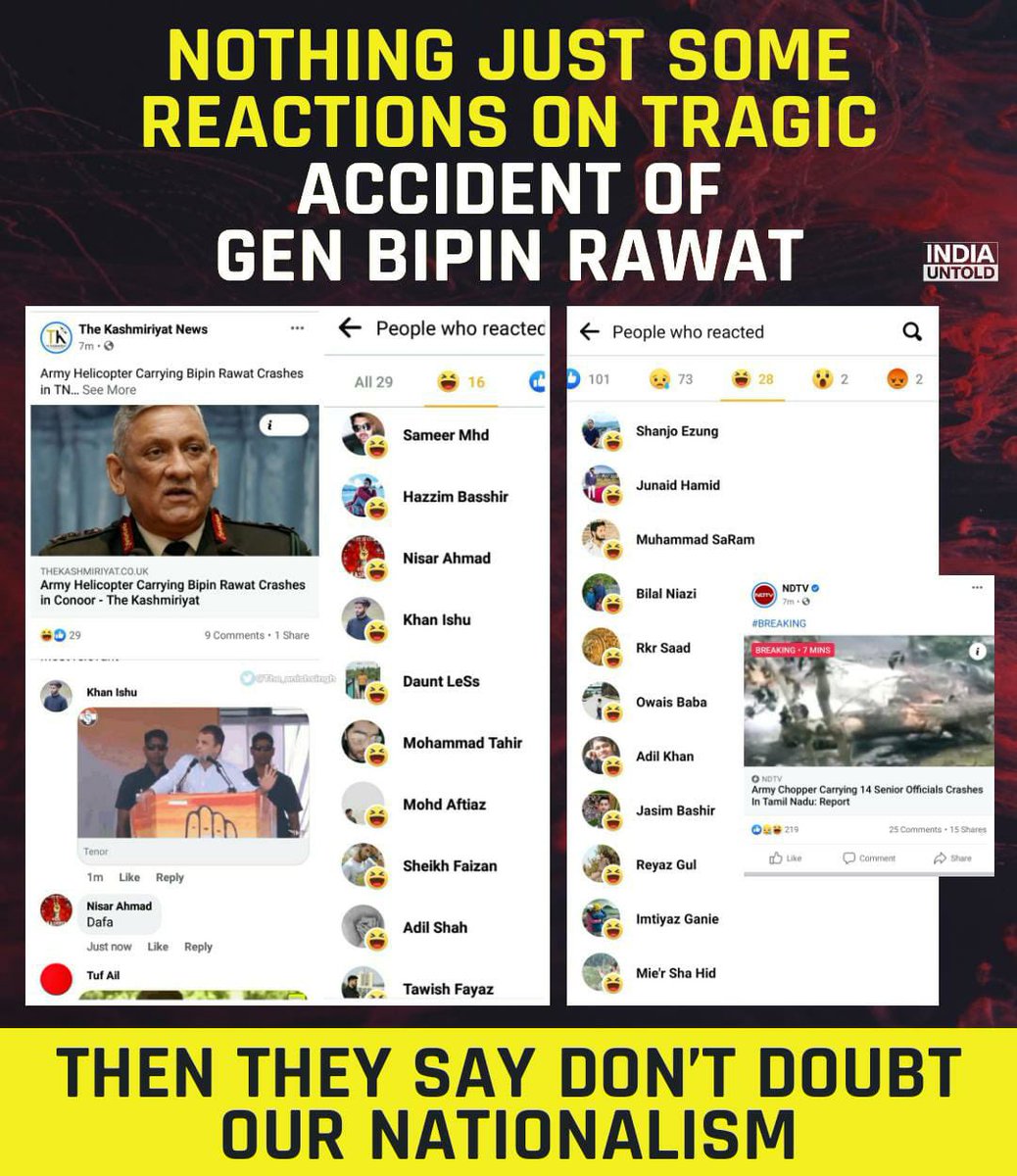 isimranbisht's tweet photo. Why they are laughing??
Is this celebration time?
#HelicopterCrash #Ooty
#BipinRawat CDS Rawat
Praying  बिपिन रावत https://t.co/jfeuI4MIdX