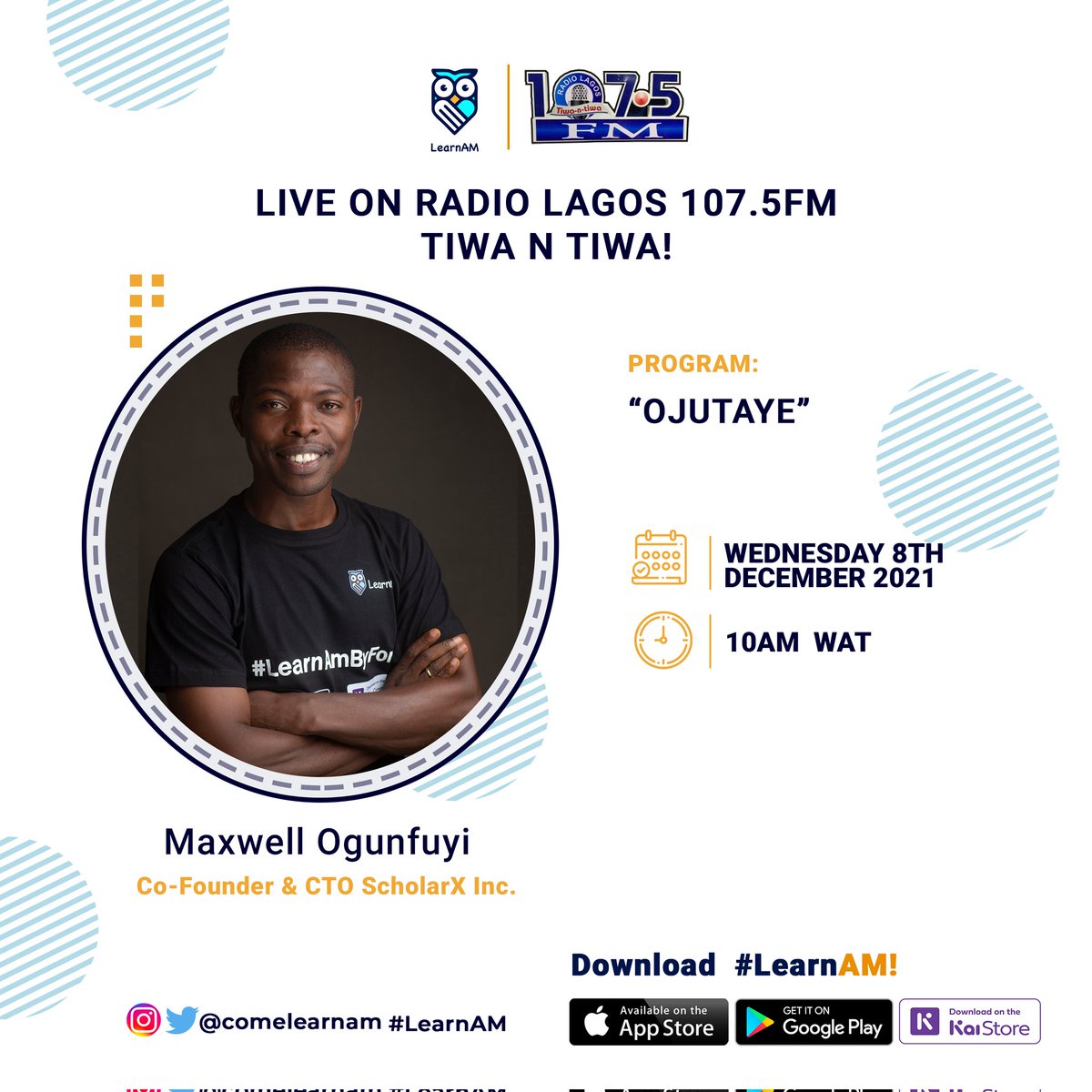 Po.lon.go (@polongoagency) on Twitter photo Maxwell Ogunfuyi <a href="/omaxwell/">Maxy</a> the Co-founder and CTO of <a href="/scholarxEdu/">ScholarX 🎓</a>, is live on Radio Lagos <a href="/Radiolagos1075/">Radiolagos</a> this morning
Listen here mytuner-radio.com/radio/radio-la… Maxwell Ogunfuyi <a href="/omaxwell/">Maxy</a> the Co-founder and CTO of <a href="/scholarxEdu/">ScholarX 🎓</a>, is live on Radio Lagos <a href="/Radiolagos1075/">Radiolagos</a> this morning
Listen here mytuner-radio.com/radio/radio-la…