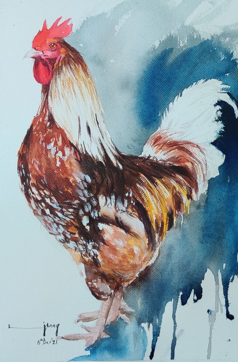 Wakey, wakey! Jenny Laishram has done a great job of painting this rather handsome rooster in #watercolour https://t.co/sn0oRFVzGh If you'd like to paint a delightful frizzle chicken, follow Wendy Jelbert's step-by-step #demonstration here https://t.co/2Vin0JGkDs https://t.co/zeDiDnomCD