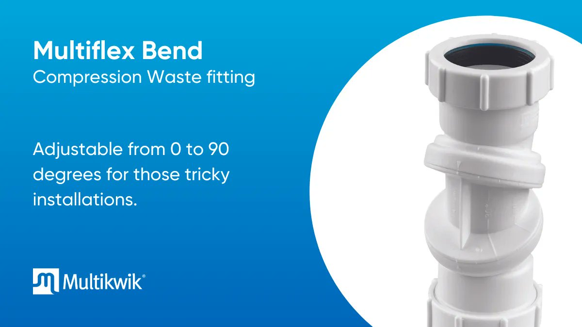 Multikwik's tweet image. Like its name suggests, our Multiflex Bend compression waste fittings are the ideal problem solver for some of those non-uniform installations, adjustable from 0 to 90 degrees.

Find out more: buff.ly/3ygnW6q. #plumbing #construction #installation