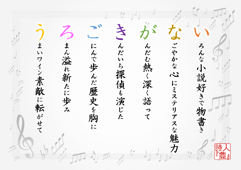 名前詩作家 詩人 豊 稲垣吾郎さん 誕生日おめでとう 作詩にあたって一言 元smapメンバーの吾郎ちゃん ミステリアスな魅力すごいですよね これからもさらに活躍してください T Co H9jpisj5ux 誕生日 名前詩 プレゼント ポエム 稲垣