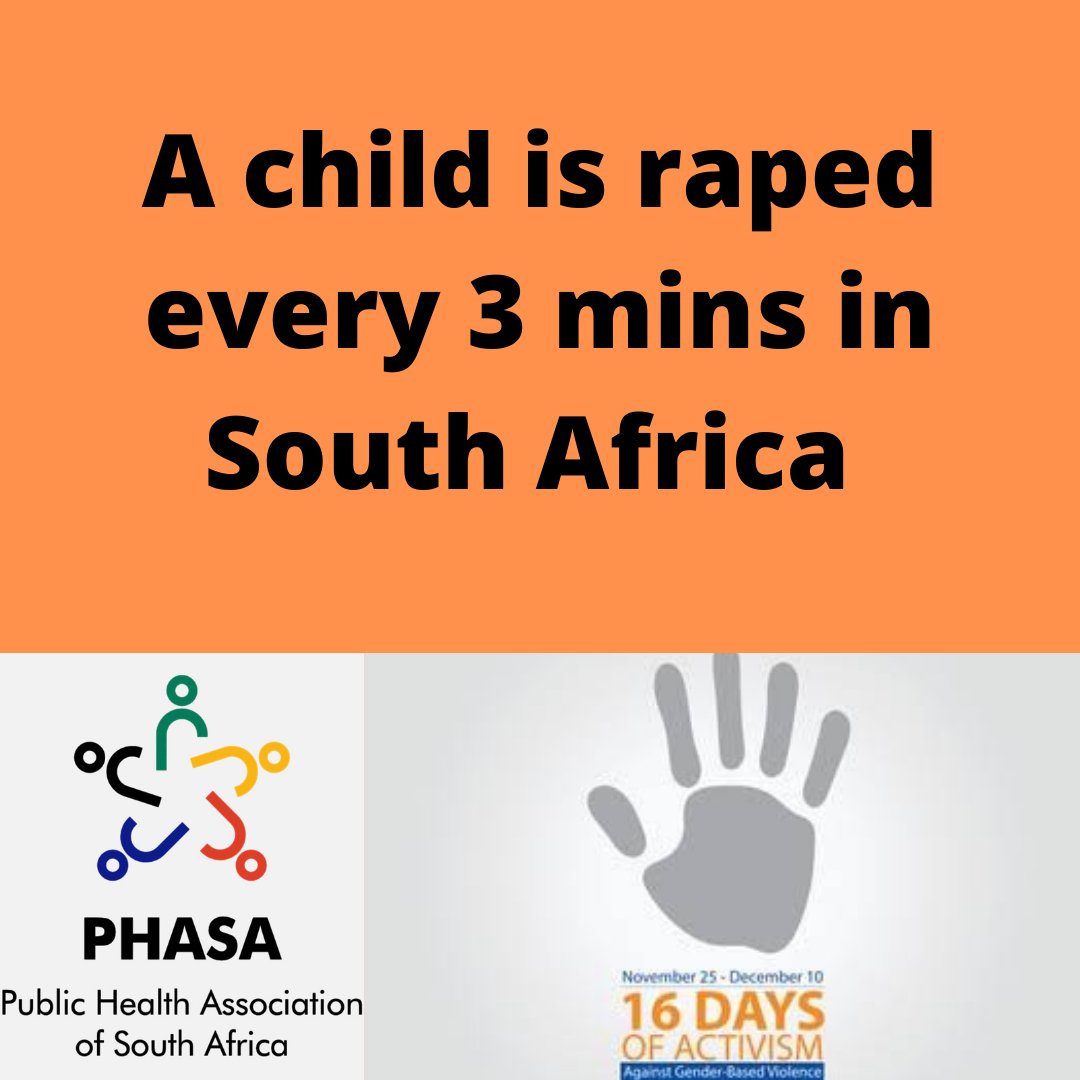 PHASA (@publichealthsa) on Twitter photo 📢 The data speaks for itself! We need to #EndGBV
A child is raped every 3 mins in South Africa~taken from <a href="/womenforchange5/">Women For Change</a> social media.
#LetOurActionsCount
<a href="/HastSig/">PHASA Civil Society HAST SIG</a> <a href="/HSphasa/">PHASA-HS</a> <a href="/ClimatePHASA/">Climate, Energy and Health_PHASA</a> <a href="/SHA_ZAR/">Harsha Somaroo</a>
<a href="/TChivese/">Tinashe Chivese</a>
<a href="/natisha_dukhi/">Dr Natisha Dukhi</a> <a href="/Tham_Naidu/">Dr Thameshree Duys</a> <a href="/ChoonaraShakira/">Doc Shakira Choonara</a> <a href="/andilethereader/">Andile the Reader</a> <a href="/TekanoSA/">Atlantic Fellows for Health Equity SA</a> 📢 The data speaks for itself! We need to #EndGBV
A child is raped every 3 mins in South Africa~taken from <a href="/womenforchange5/">Women For Change</a> social media.
#LetOurActionsCount
<a href="/HastSig/">PHASA Civil Society HAST SIG</a> <a href="/HSphasa/">PHASA-HS</a> <a href="/ClimatePHASA/">Climate, Energy and Health_PHASA</a> <a href="/SHA_ZAR/">Harsha Somaroo</a>
<a href="/TChivese/">Tinashe Chivese</a>
<a href="/natisha_dukhi/">Dr Natisha Dukhi</a> <a href="/Tham_Naidu/">Dr Thameshree Duys</a> <a href="/ChoonaraShakira/">Doc Shakira Choonara</a> <a href="/andilethereader/">Andile the Reader</a> <a href="/TekanoSA/">Atlantic Fellows for Health Equity SA</a>