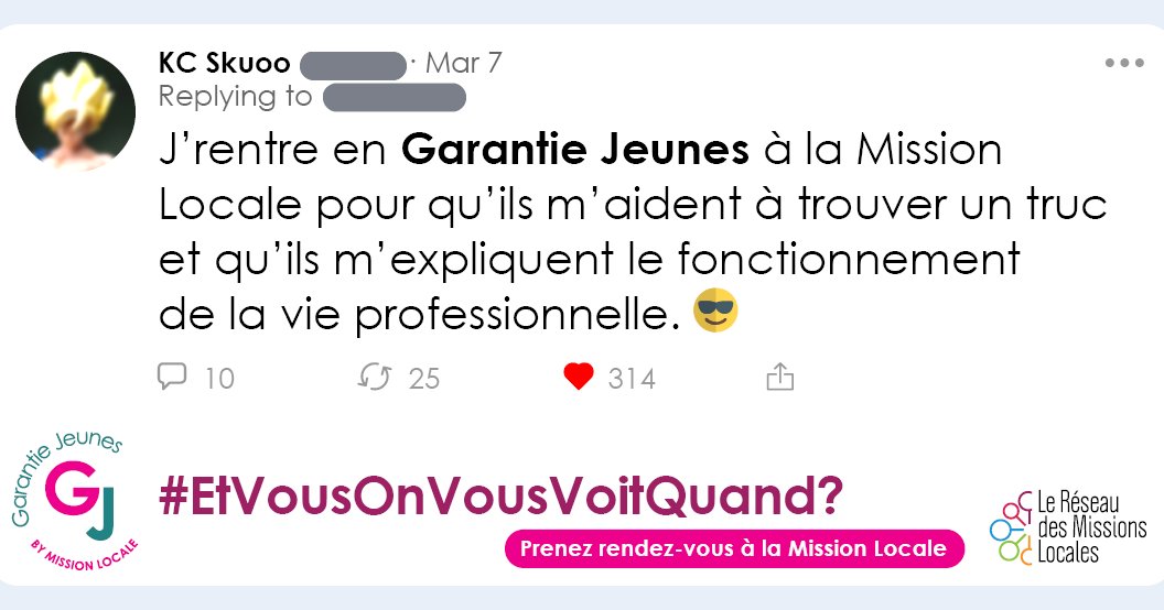 Mlrgpp's tweet photo. 📢 Et vous, on vous voit quand ? 
 La Garantie jeunes, c'est 9 à 18 mois d'#accompagnement #collectif et individualisé, assortis d'une allocation, et ça se passe dans les #MissionsLocales
👉 +d'infos :https://t.co/k0UG2EYzhr
@Travail_Gouv 
 @Sante_Gouv 
@delegpauvrete
@ArefieHDF https://t.co/7rnn4C54AB