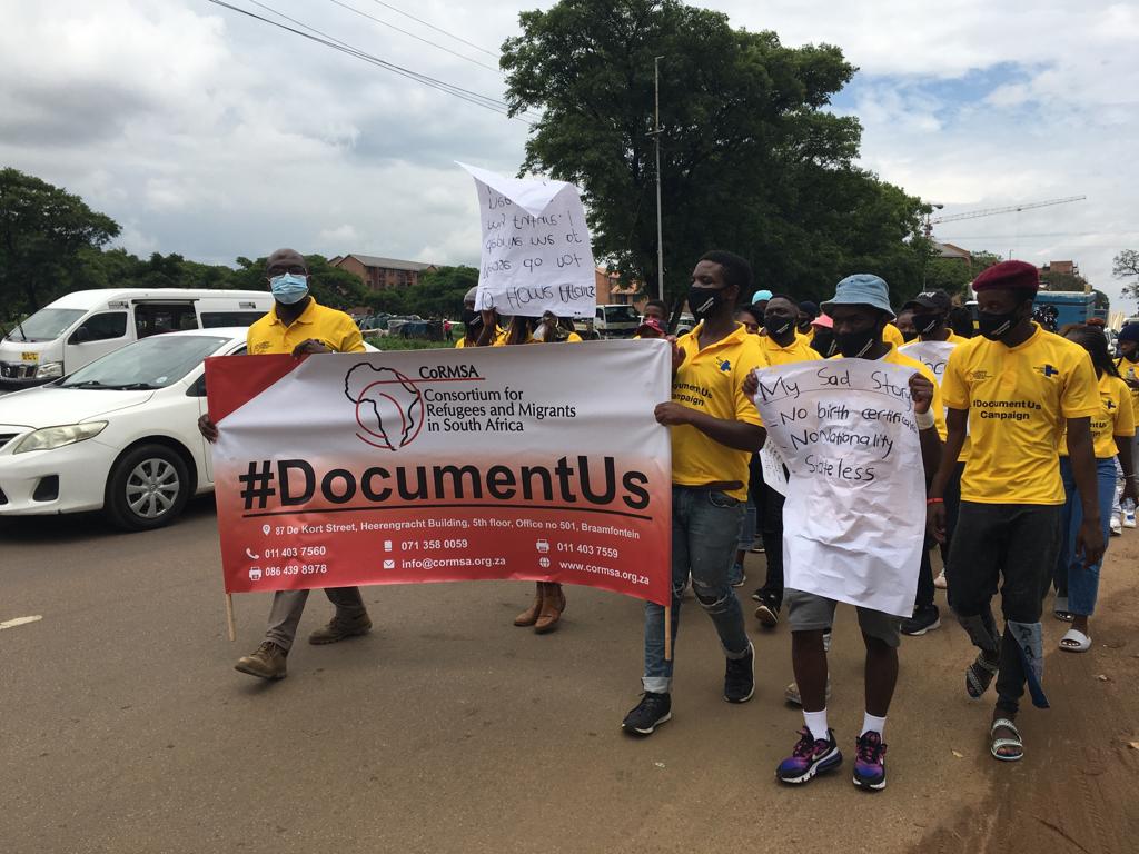 CoRMSA's tweet photo. #DocumentUs campaign underway from marabastad to @homeaffairsZA head office to hand over memo of demands @eNCA @BMZ_Bund @LHR_SA @ScalabriniCT @pretorianews https://t.co/4nydtHVXBH