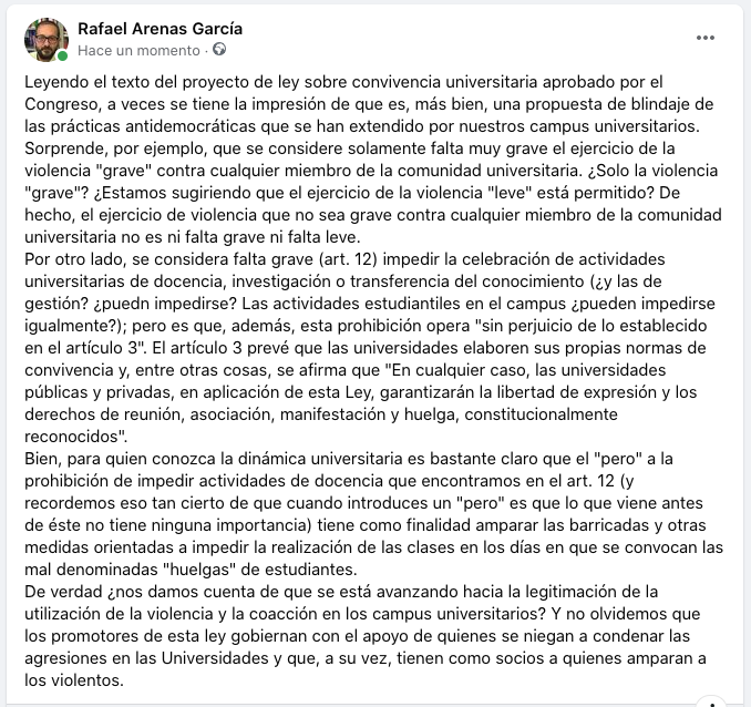 Rafaelarenasgar's tweet photo. El proyecto de ley de convivencia universitaria no es ninguna broma 👉https://t.co/5P4DSly1su
Es una vía para legitimar la utilización de la violencia y la coacción en los campus universitarios.
Lo lógico es preocuparse 👇👇👇 https://t.co/Uj0bbK78Tf
