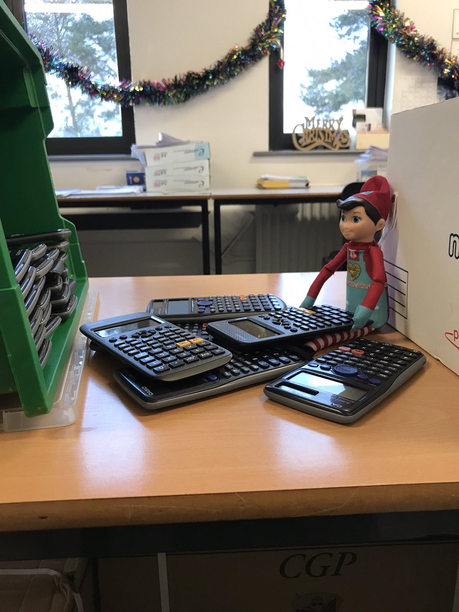 We can’t decide if Elvis is being cheeky or naughty by checking that all the calculators in this box work. Comes in handy though as year 7 are working on their calculator skills this week. <a href="/AldersleyHighSc/">AldersleyHighSchool</a> @AhsWellbeing