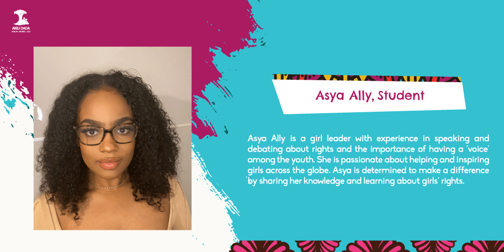 Meet Asya, a girl leader on our #GirlInspireSessions!

Asya Ally is determined to make a difference by sharing her knowledge and learning about girls' rights.

#WasichanaWaAfrika #WWAS2021