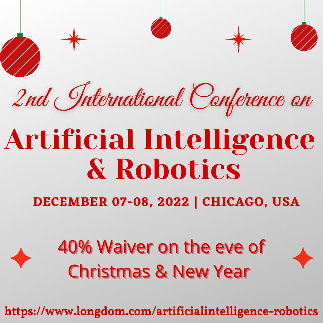 AI_Robotics2022's tweet image. Join us and meet our experts at the
2nd International Conference on Robotics and Artificial Intelligence
scheduled during December 07-08, 2022 | Chicago, USA
visit: lnkd.in/gtr3aMN9
WhatsApp: +44 120 554 0025
