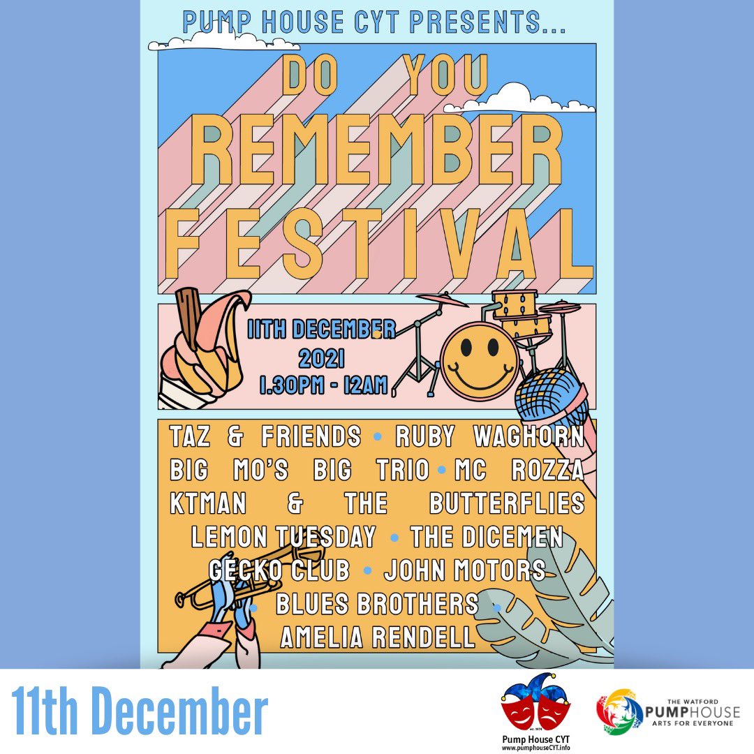 PumpHouseCentre's tweet photo. 🎭 Pump House CYT Presents the Do You Remember Festival!
There will be a wide variety of acts including, new music, musical theatre, comedy as well as some of the tutors performing too!
🎫 Tickets 👉 https://t.co/aBAoqZBWc8
#Watford #WatfordEvents #Hertfordshire https://t.co/JqPQaNWfhv