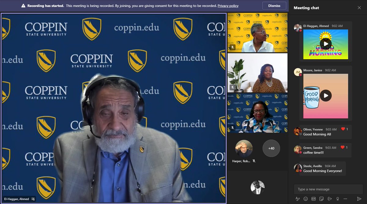 CoppinStateTech's tweet photo. Greetings from our CIO Dr. Ahmed El-Haggan
#csutech #ITD #TeamHR #csustafftechnologysymposium https://t.co/N5p50jNCJD