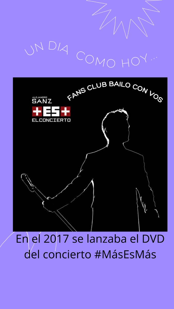 bailoconvosok's tweet photo. Un día como hoy, se lanzaba el DVD del concierto #MásEsMás grabado en directo en el Estadio Vicente Calderón el 24 de Junio de 2017.
#MasEsMas #EfemeridesSanzeras #MásEsMásElConcierto
@AlejandroSanz https://t.co/GrfGVRXGZo