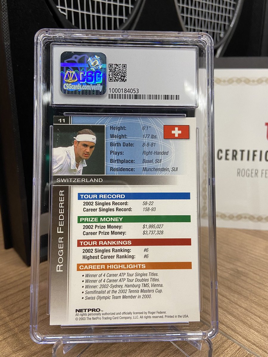 tracenchase's tweet image. Another beauty 🎾🔥
@rogerfederer #11 - 2003 @NetProCards International Premium Glossy Series limited to just 1000 cases💥

#tennis #atp #netpro #tenniscards #sportscards #netprocards #tennisfan #usopen #tradingcards #sports #thehobby #whodoyoucollect #rogerfederer #Wilson