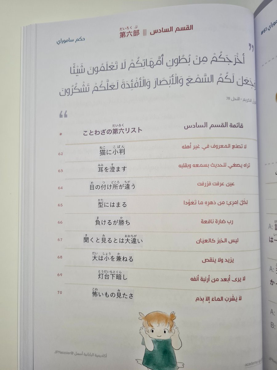 AhmedHNBO's tweet image. يسرّني أن أقدم إليكم كتابي الجديد "حِكَم سَامُورايْ"🤍، 

كتاب يجمع ويشرح الحِكم والأمثال اليابانية الأكثر تداولاً، أعددته مع الأخوات:
أمل خالد @legendprr، وأثير الصغير @Kawarashii.

مُناسب للمهتمين في ثقافة #اليابان ولغتها، ولكل المستويات؛ للمبتدئين والمتقدمين. ✅

ولله الحمد ↓