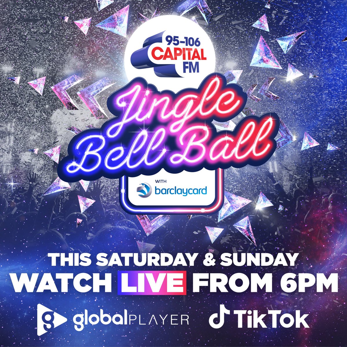 For the first time, you can watch Capital's Jingle Bell Ball livestreamed on <a href="/GlobalPlayer/">Global Player</a> &amp; TikTok! ❄️

After two long years the UK's Biggest Christmas Party is back...watch performances from <a href="/justinbieber/">Justin Bieber</a>, <a href="/edsheeran/">Ed Sheeran HQ</a>, <a href="/coldplay/">Coldplay</a>, <a href="/LilNasX/">☆ ‧dreamboy··‧̩̥˟͙冬˟͙‧̩̥l</a> &amp; many more across the weekend! 🙌