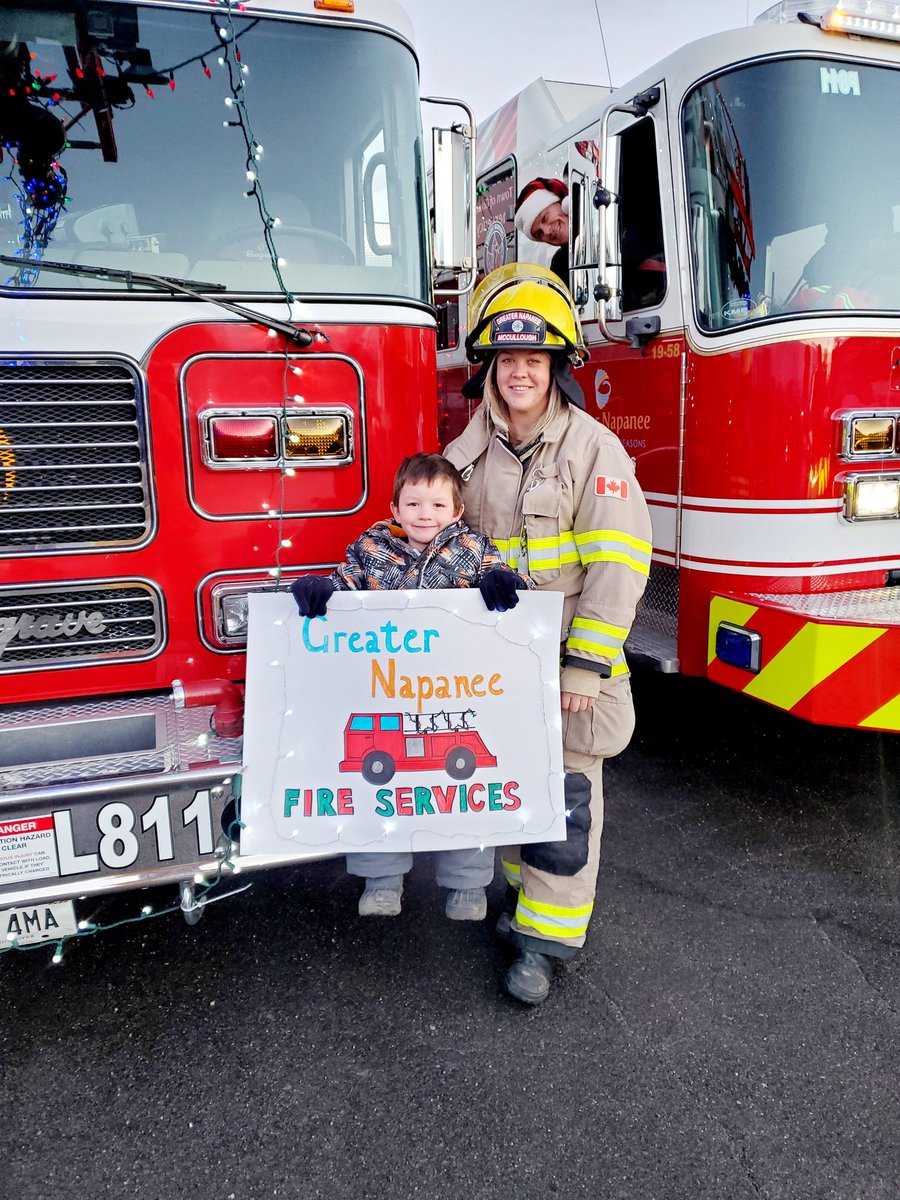 Proud to be able to share this experience with my son, and <a href="/KevinDuncan6/">Kevin Duncan</a> of course 😀 #napanee #paradeoflights #family #femalefirefighter