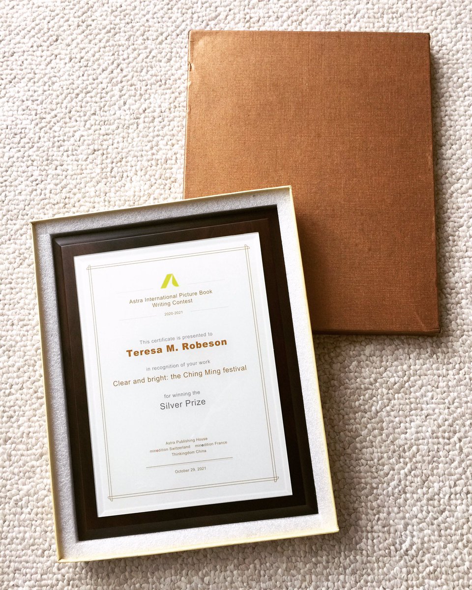 My Astra International #PictureBook Writing Award plaque arrived yesterday! Not only is it beautiful but this thing weighs as much as a college textbook and could be used as a weapon in self-defense 😂😍
